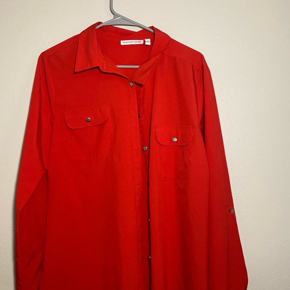 Red button up blouse - Picture 2 of 4